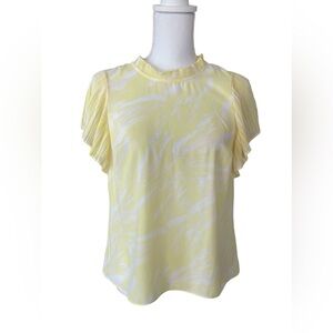 NINE WEST Womens Yellow Polyester Short Sleeve Blouse Size Small NWOT